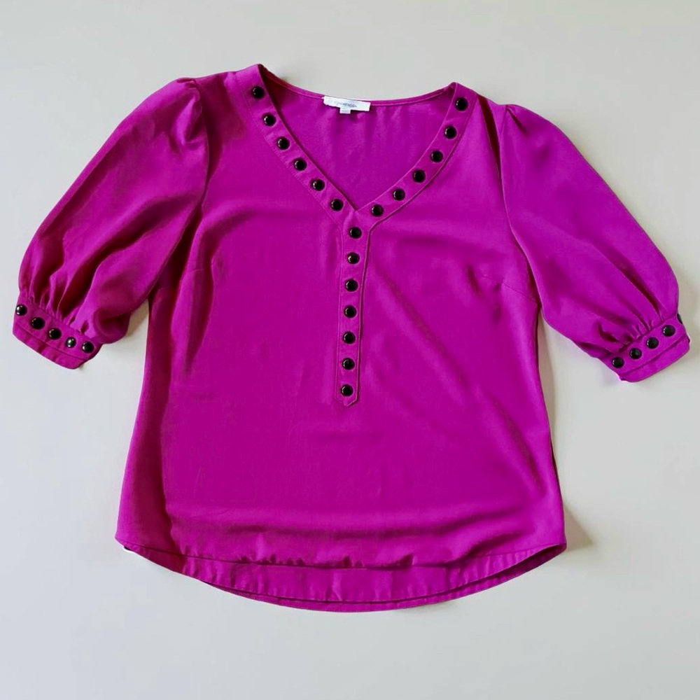 41 Hawthorn Magenta Blouse with Brass Button Accents